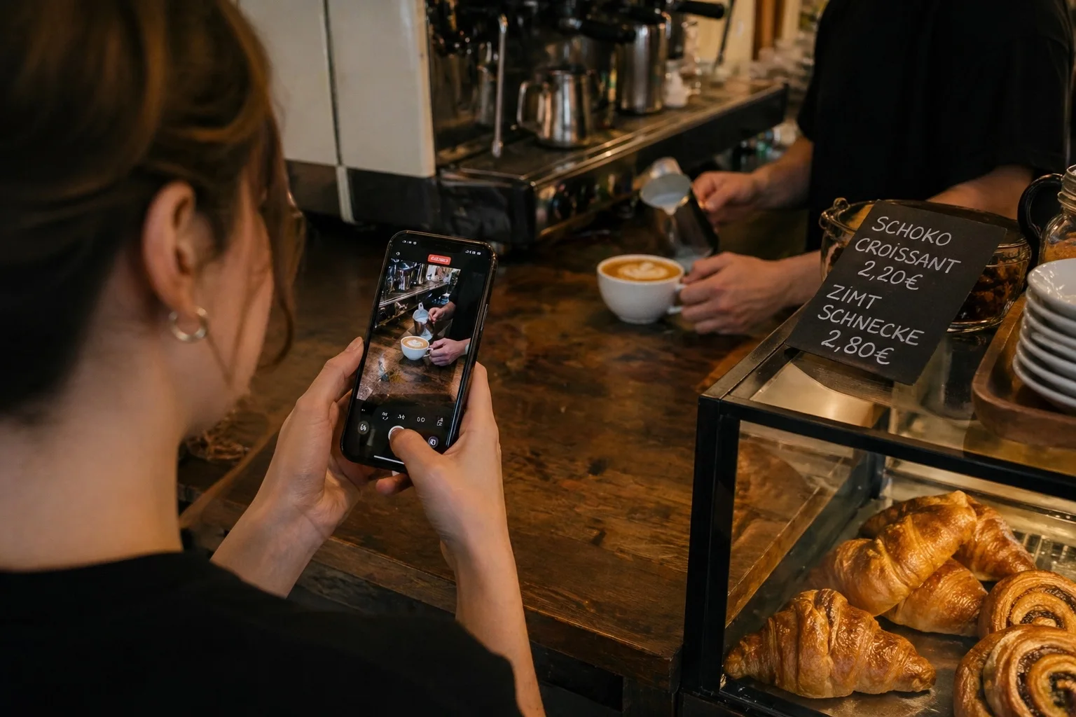 Café und Gastro filmen Social-Media-Content mit dem Smartphone