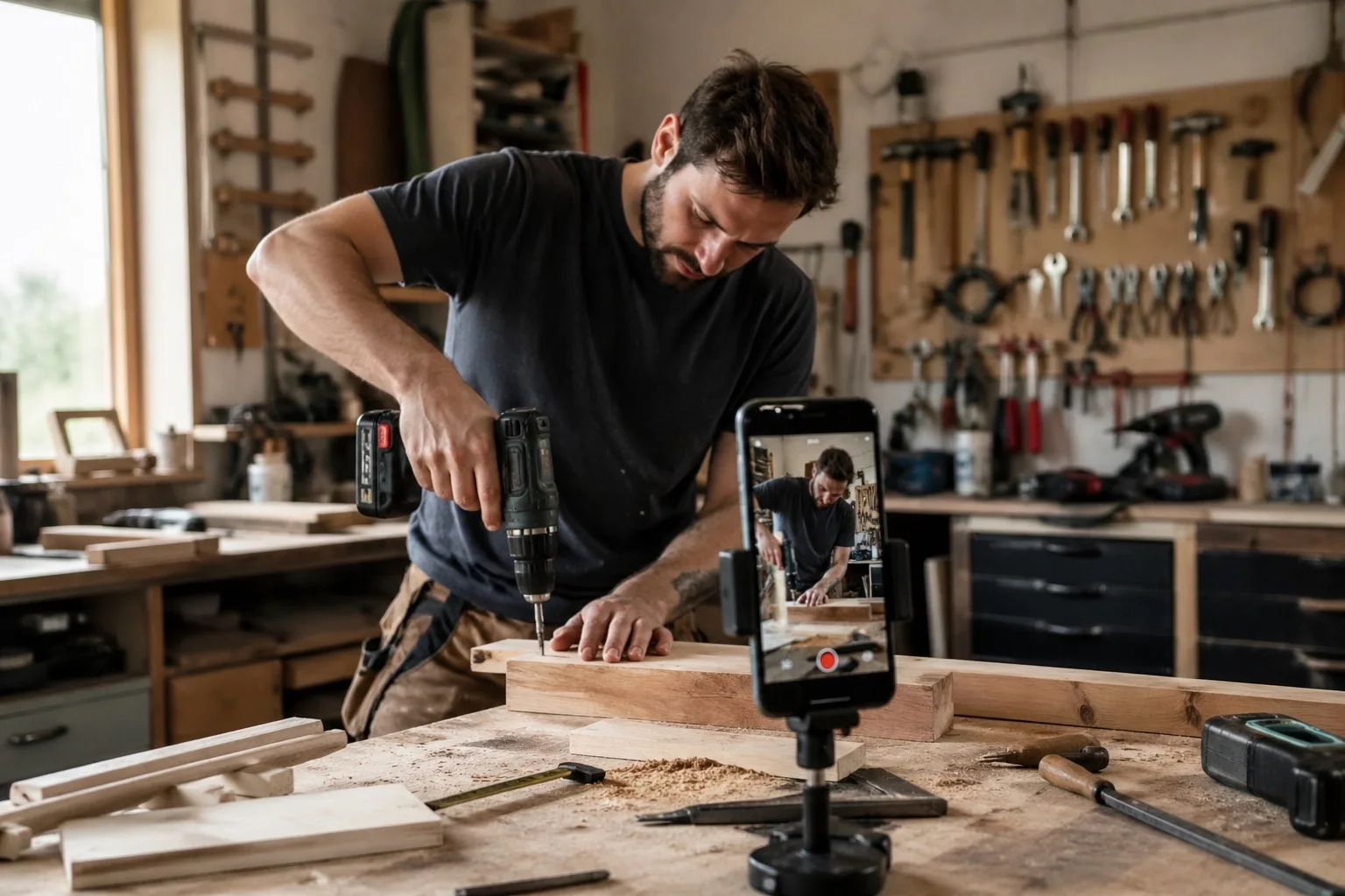 Handwerk und Technik filmen Arbeitsprozesse als Social-Media-Content
